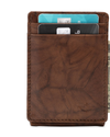 View of  Brown Leather RFID Wide Magnetic FPW Wallet.