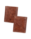 View of  Brown Leather RFID X-Cap Trifold Wallet with Zipper.