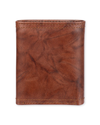 View of  Brown Leather RFID X-Cap Trifold Wallet with Zipper.