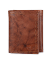 View of  Brown Leather RFID X-Cap Trifold Wallet with Zipper.