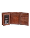 View of  Brown Leather RFID X-Cap Trifold Wallet with Zipper.