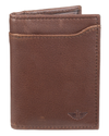 Front view of  Brown Rfid Webber Slim Duofold with Interior Mag Wallet.