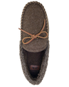 View of  Brown Rolled Collar Wool Moccasin Slippers.