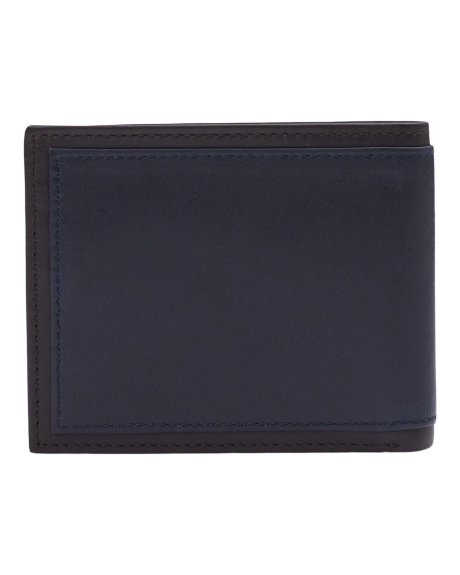 Back view of  Brown/Navy Slimfold Wallet with Removable Card Case.