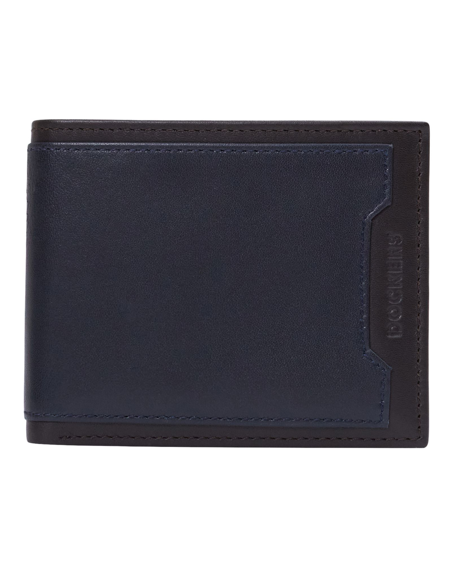 Front view of  Brown/Navy Slimfold Wallet with Removable Card Case.