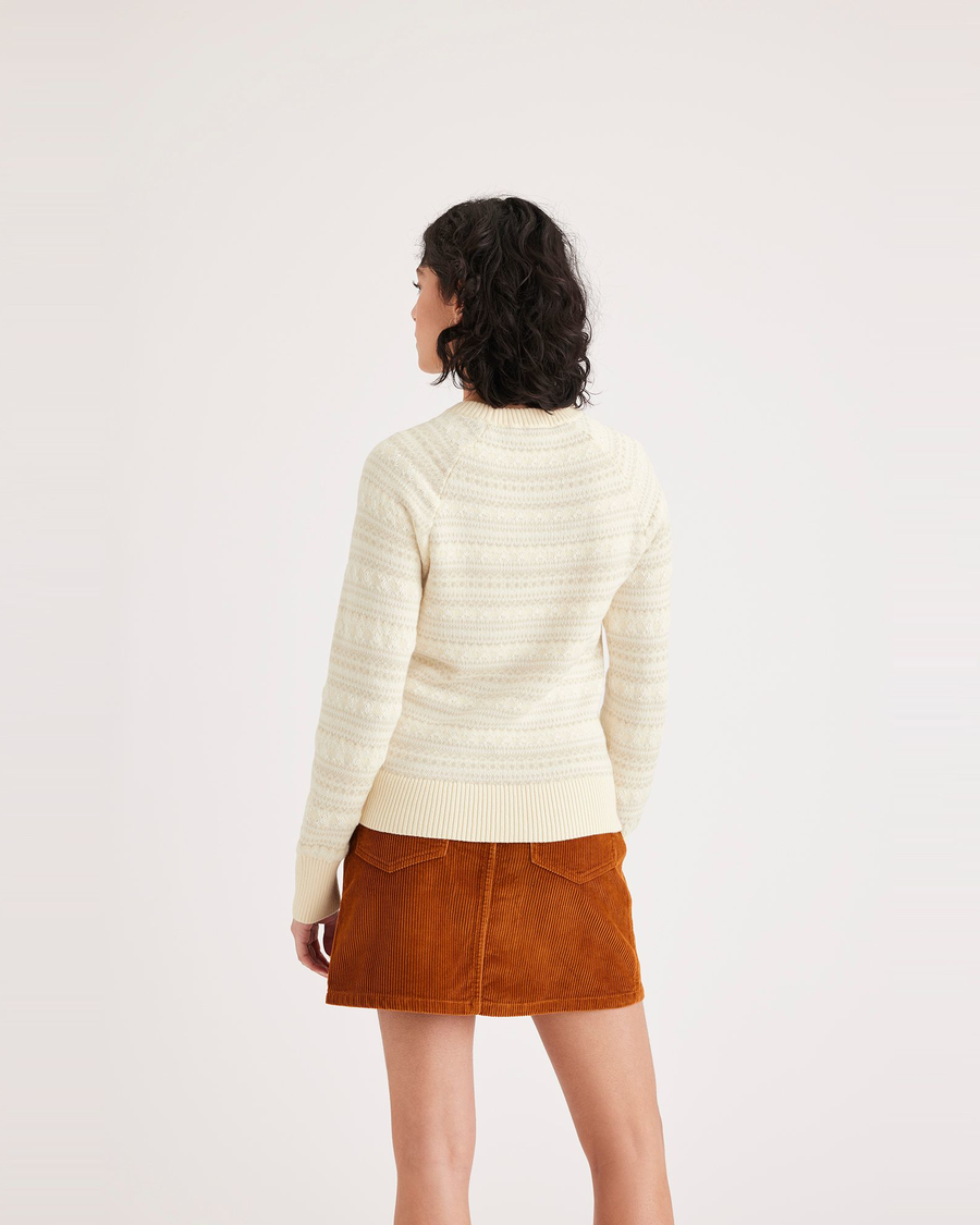 Back view of model wearing Buttercream Crewneck Sweater, Regular Fit.