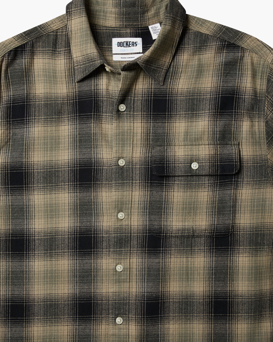 View of model wearing Camo Eighty-Six 1-Pocket Shirt, Relaxed Fit.