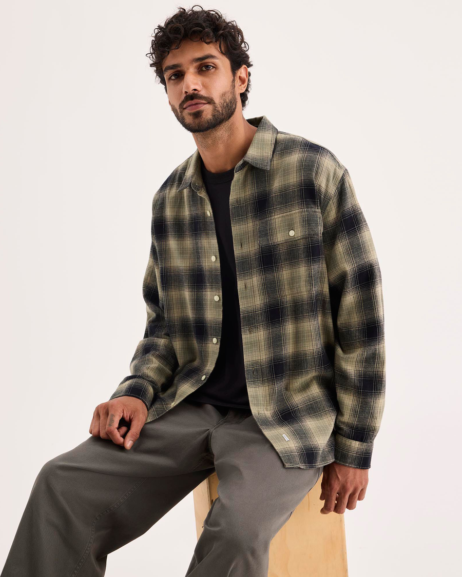 Front view of model wearing Camo Eighty-Six 1-Pocket Shirt, Relaxed Fit.