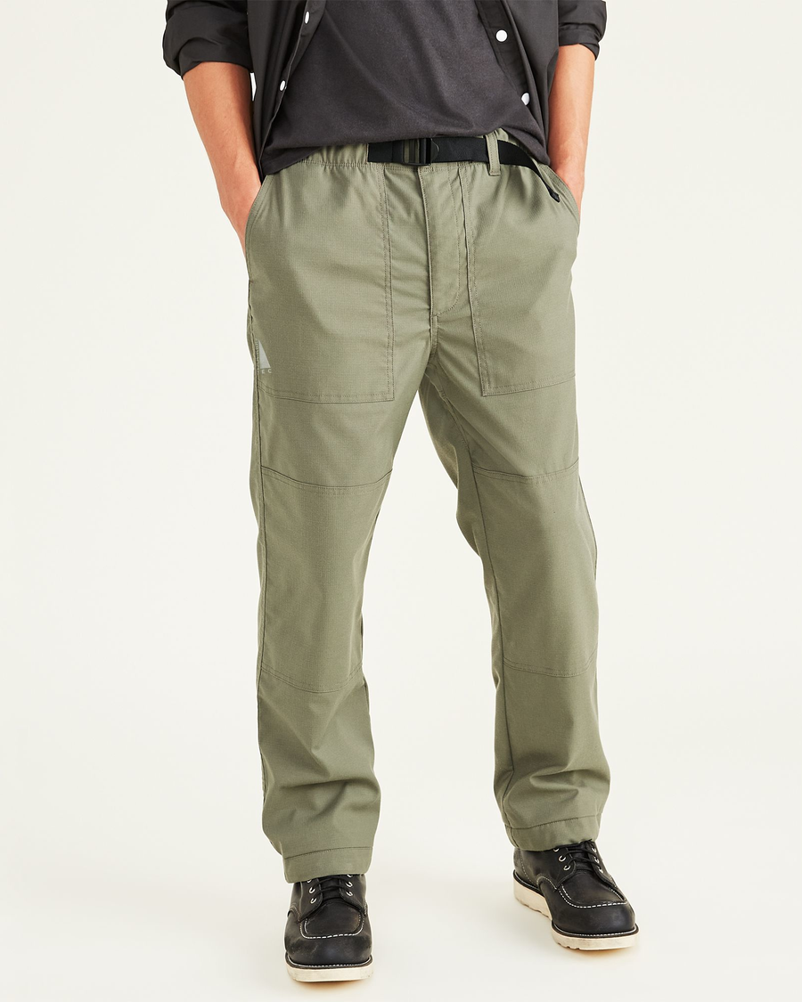 View of model wearing Camo Rec Utility Pants, Straight Fit.