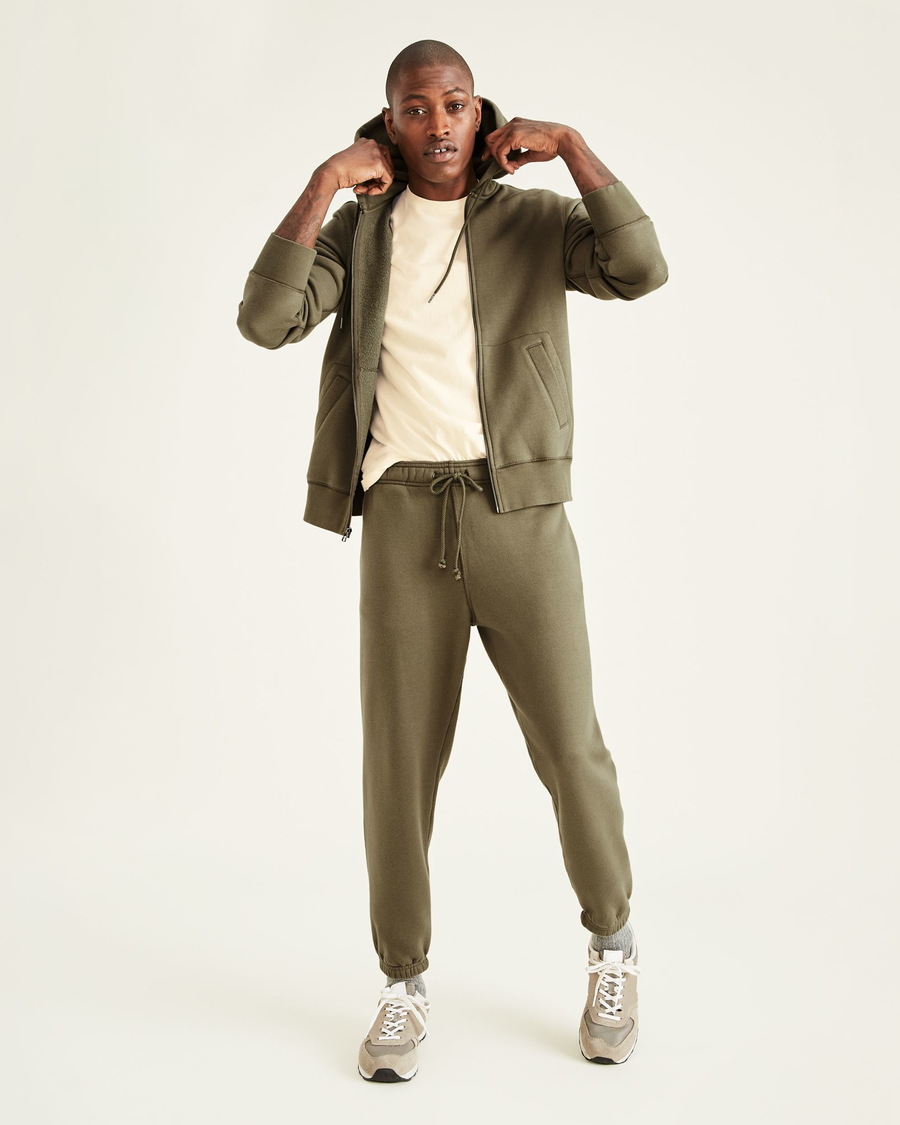 Front view of model wearing Camo Sport Sweatpants, Straight Fit.