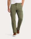 Front view of model wearing Camo Utility Cargo Pant, Straight Fit.