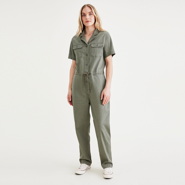 Green utility top jumpsuit womens