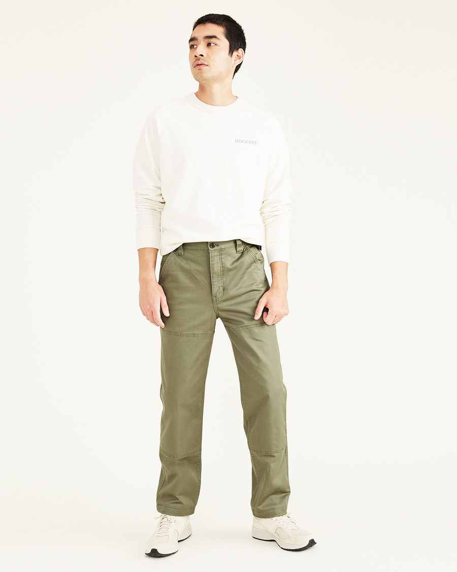 Made in USA Pants, Olive Herringbone Double Pleated Pants - 38 x 27 –  Dockers®