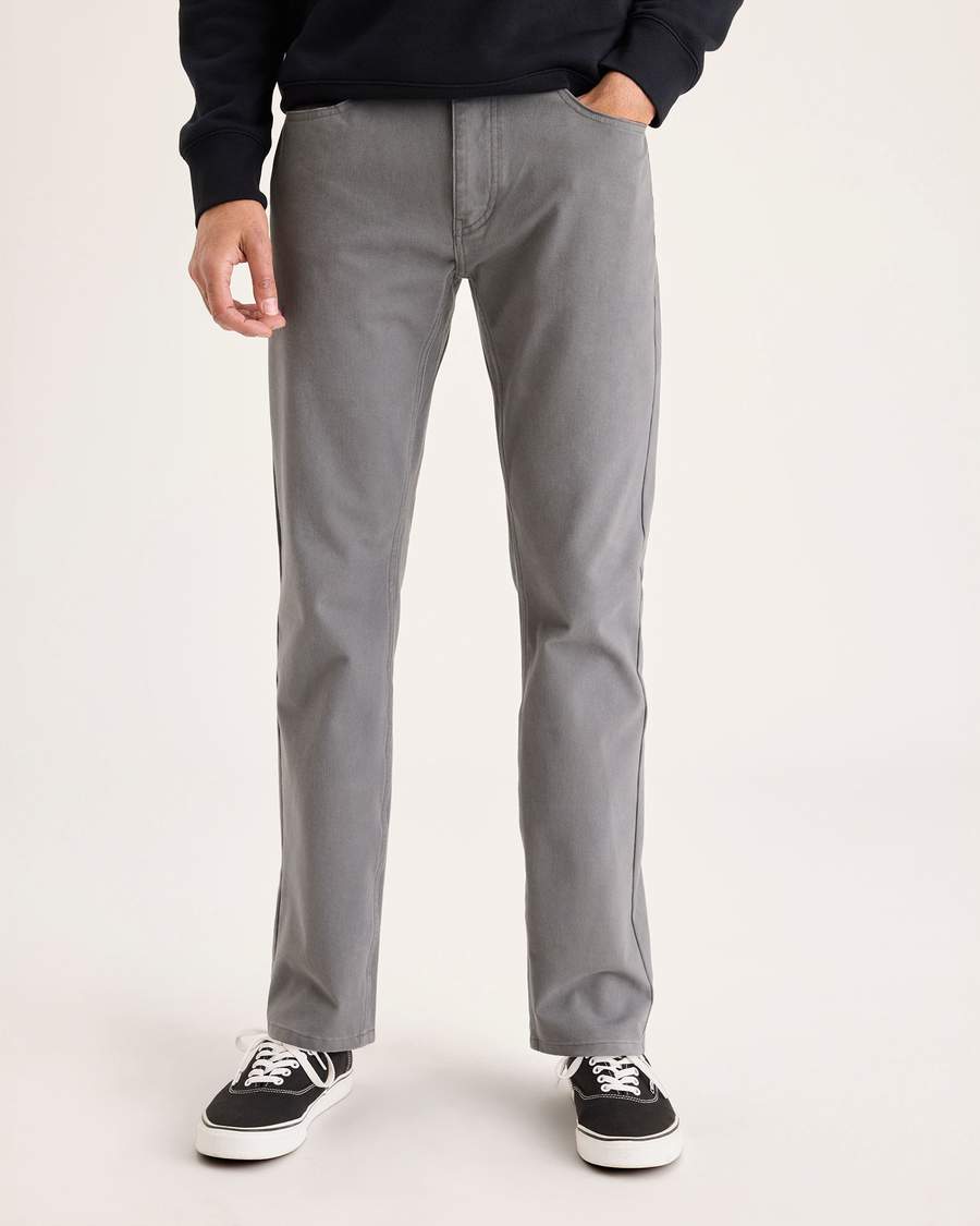 Front view of model wearing Car Park Grey All-Day 5-Pocket, Slim Fit.