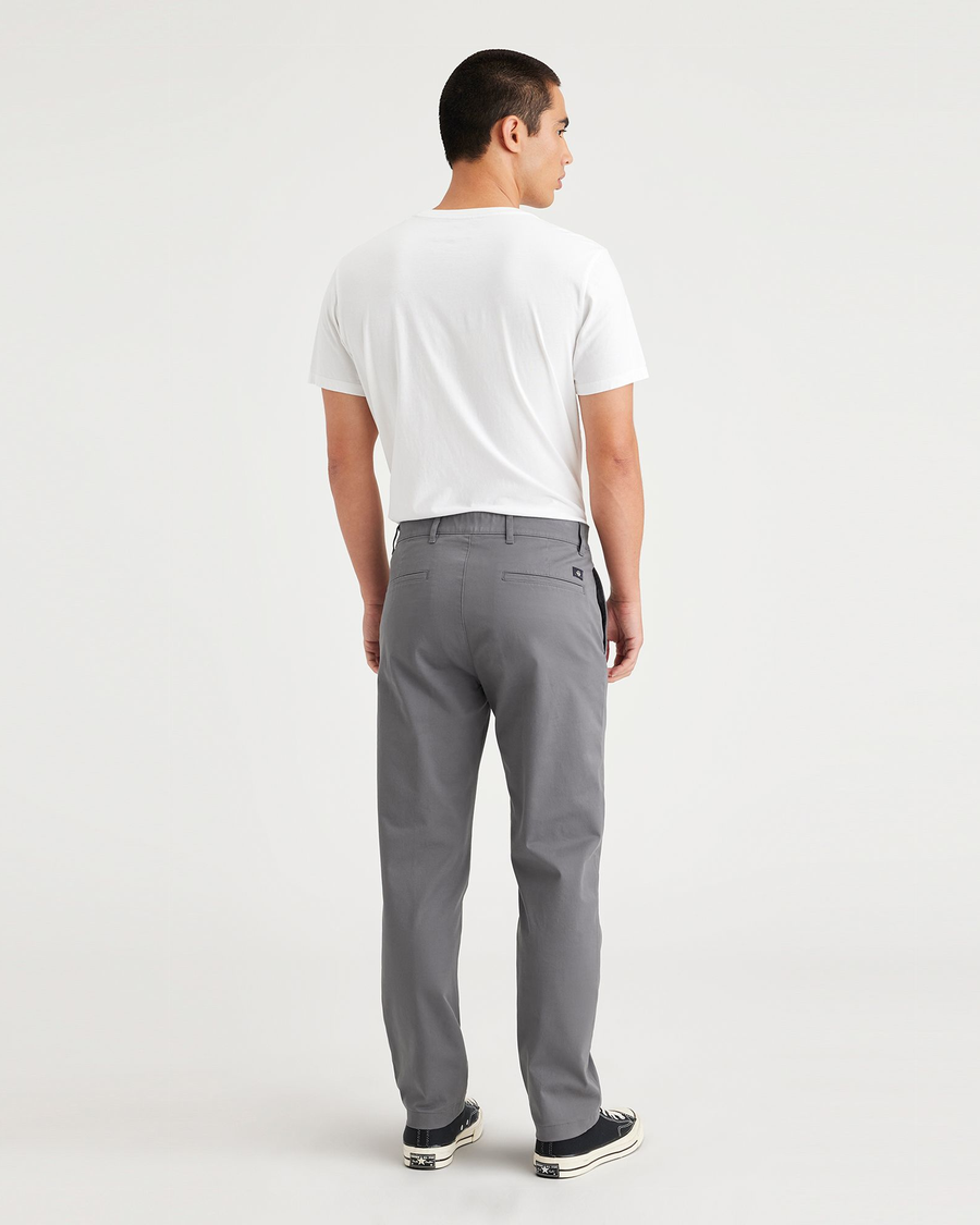 Back view of model wearing Car Park Grey Essential Chinos, Slim Fit.