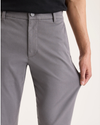 View of model wearing Car Park Grey Go Activeflex Chino, Slim Fit.