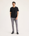Front view of model wearing Car Park Grey Go Activeflex Chino, Slim Fit.