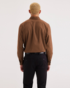 Back view of model wearing Caramel Café Signature Comfort Flex Shirt, Classic Fit.