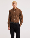 Front view of model wearing Caramel Café Signature Comfort Flex Shirt, Classic Fit.