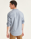 Back view of model wearing Chambray 2 Pocket Workshirt, Regular Fit.