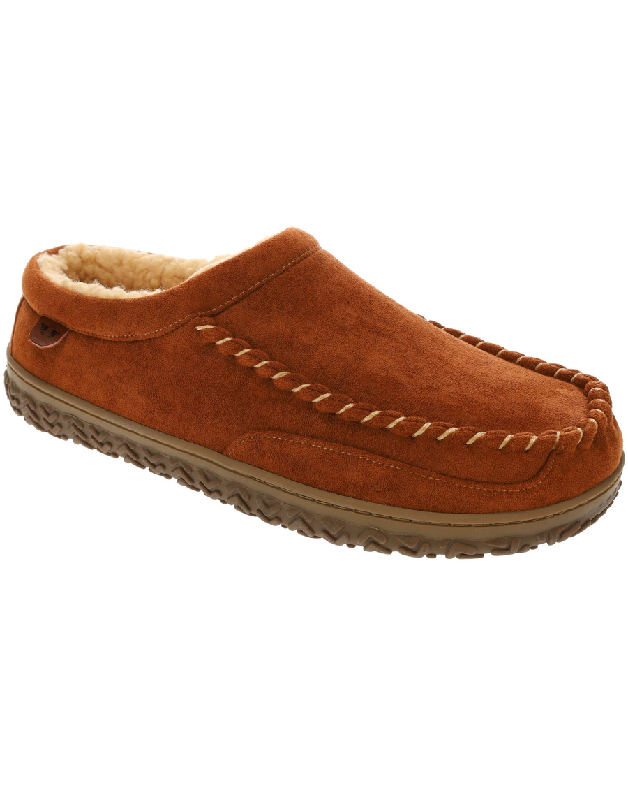 Front view of  Chestnut Microsuede Clog Slippers.