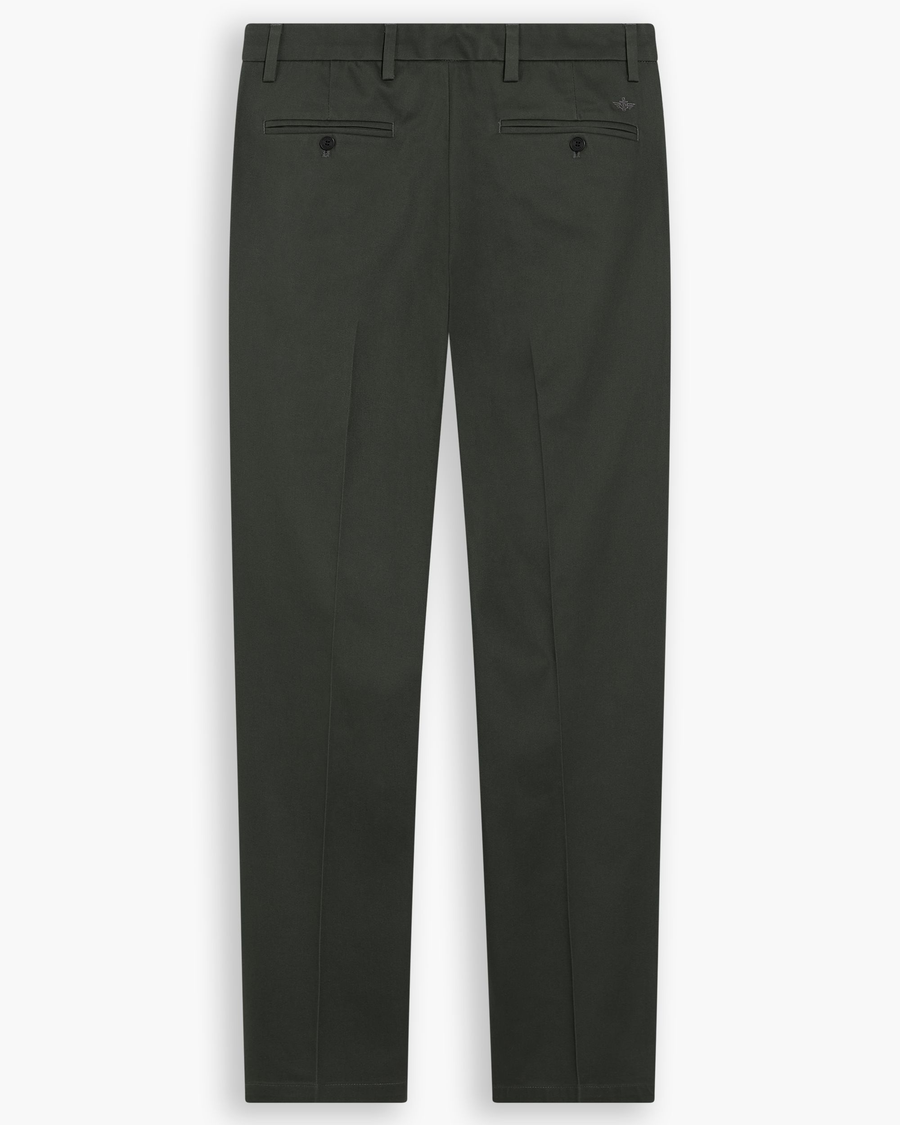 View of model wearing Chimera Signature Iron Free Khakis, Classic Fit with Stain Defender®.