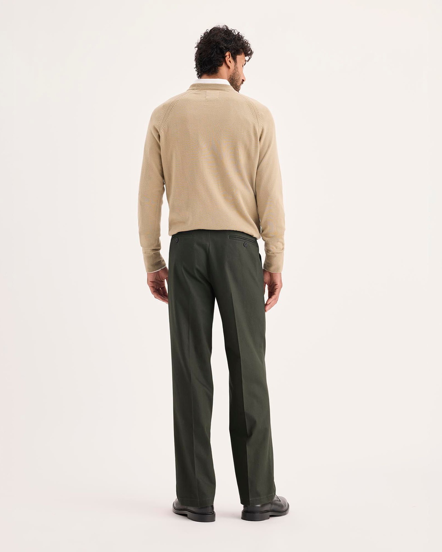 Back view of model wearing Chimera Signature Iron Free Khakis, Classic Fit with Stain Defender®.