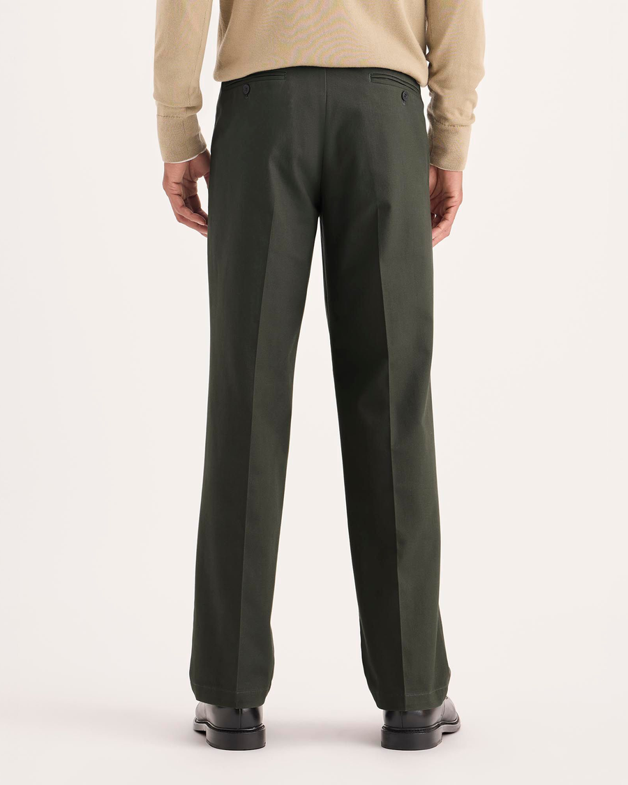 Back view of model wearing Chimera Signature Iron Free Khakis, Classic Fit with Stain Defender®.