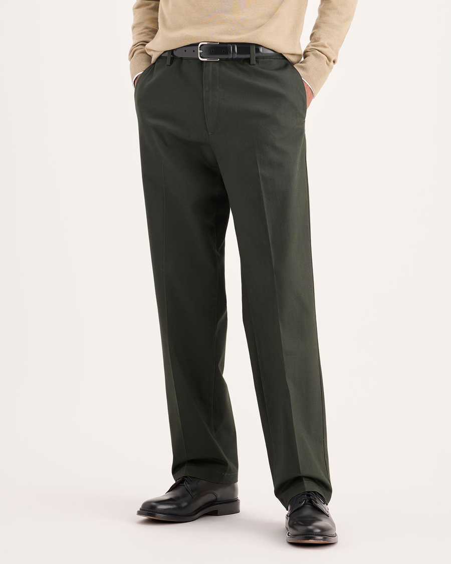 Front view of model wearing Chimera Signature Iron Free Khakis, Classic Fit with Stain Defender®.