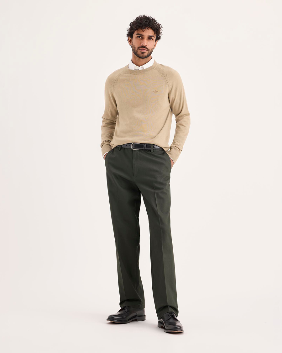 Front view of model wearing Chimera Signature Iron Free Khakis, Classic Fit with Stain Defender®.