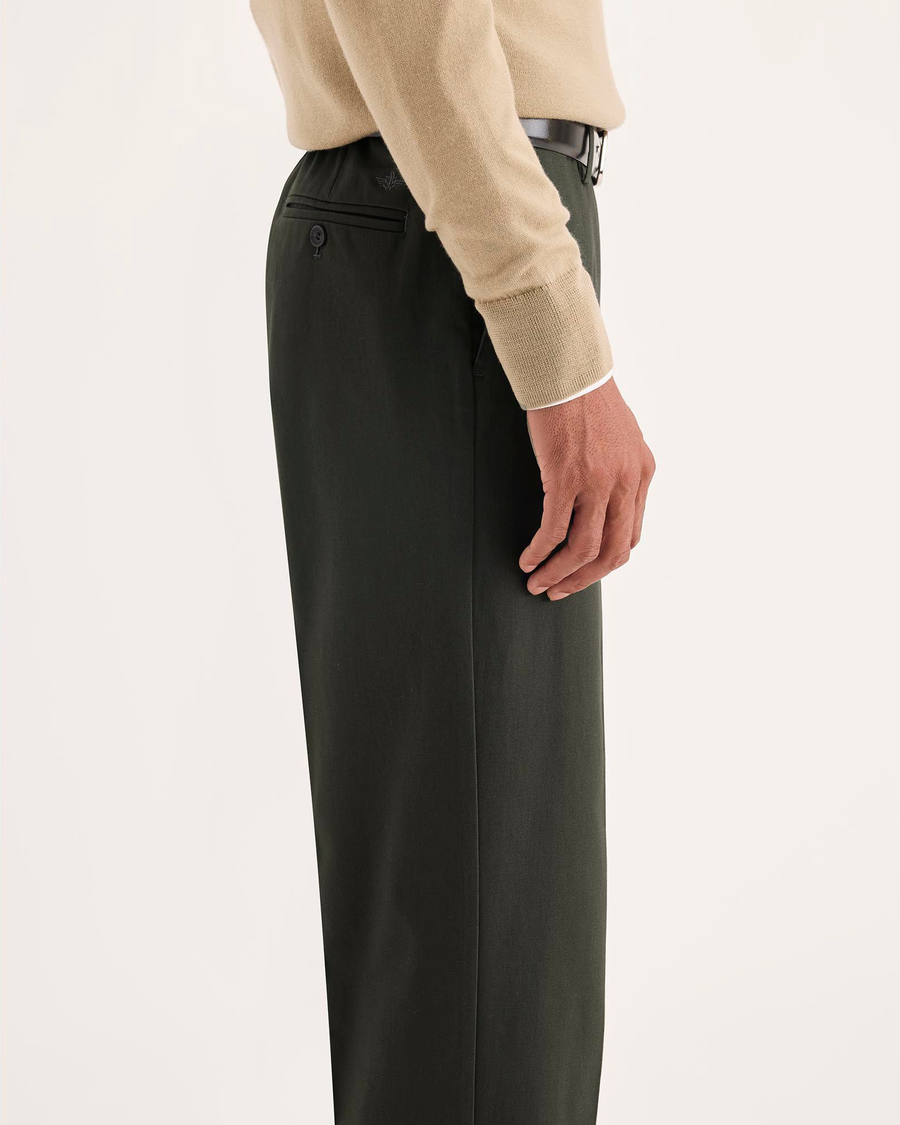 Side view of model wearing Chimera Signature Iron Free Khakis, Classic Fit with Stain Defender®.