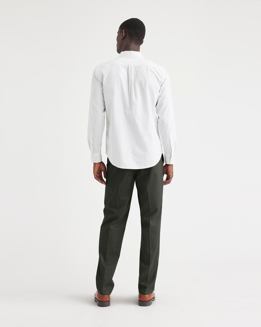 Back view of model wearing Chimera Signature Iron Free Khakis, Straight Fit with Stain Defender®.