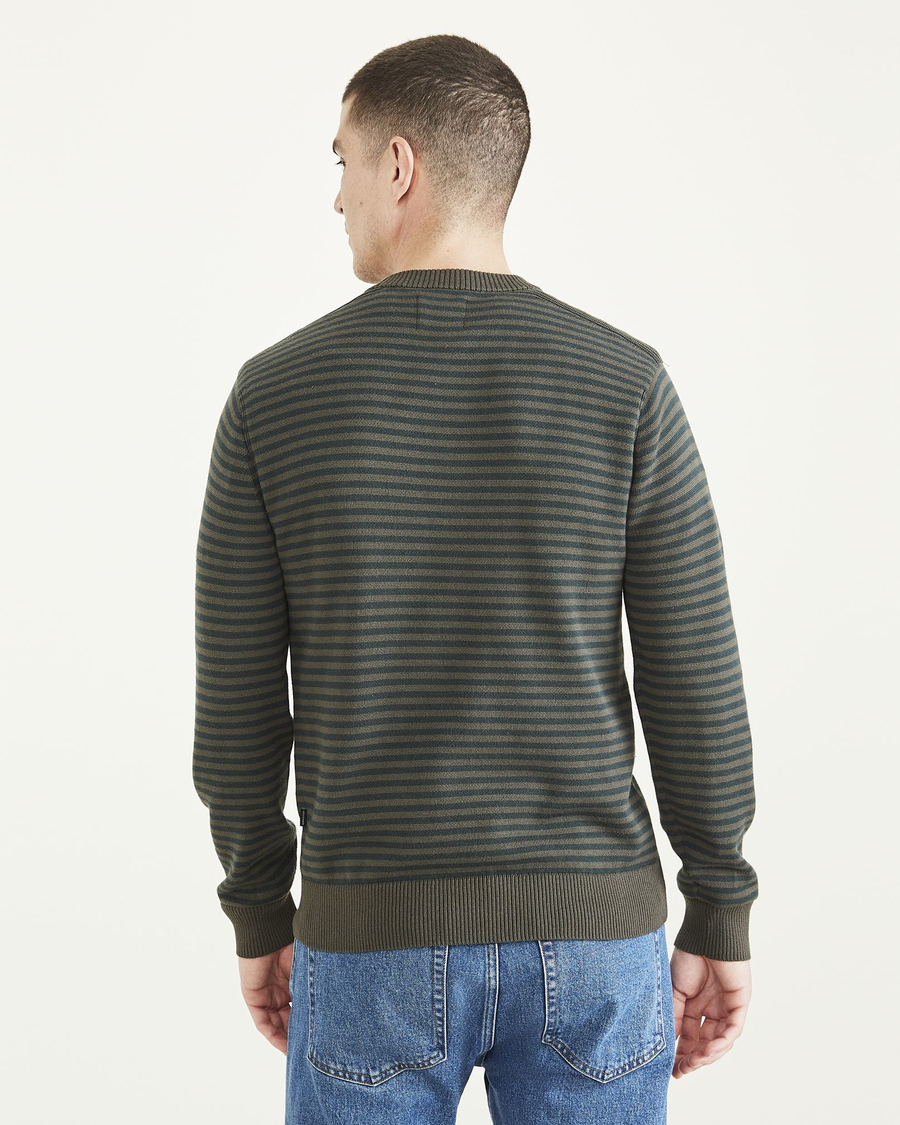 Back view of model wearing Chimera Sweater, Regular Fit.