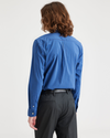 Back view of model wearing Chuparosa Ceramic Blue Signature Comfort Flex Shirt, Classic Fit.