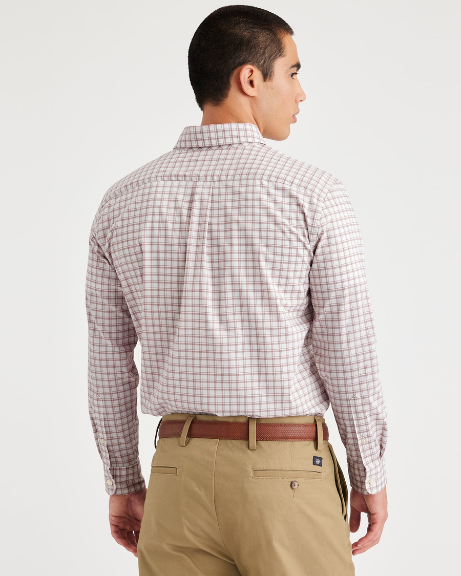 Back view of model wearing Chuparose Fawn Signature Comfort Flex Shirt, Classic Fit.