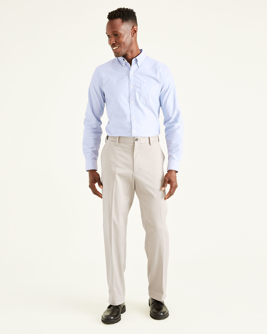 Front view of model wearing Cloud Easy Khakis, Classic Fit.