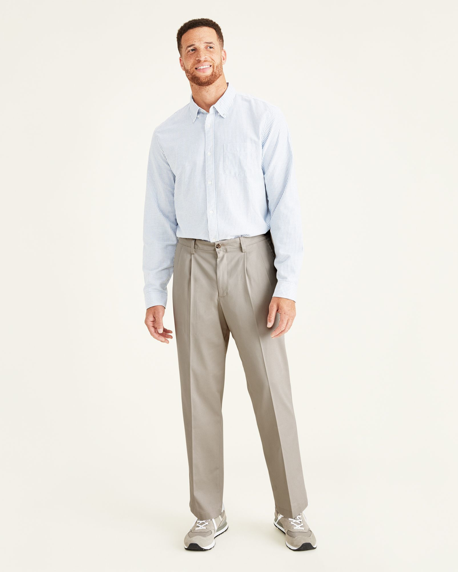 Front view of model wearing Cloud Easy Khakis, Pleated, Classic Fit (Big and Tall).