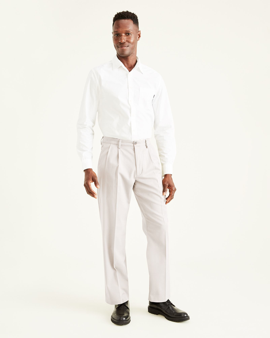 Front view of model wearing Cloud Easy Khakis, Pleated, Classic Fit.