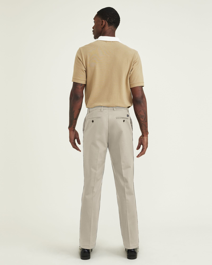 Back view of model wearing Cloud Signature Iron Free Khakis, Straight Fit with Stain Defender® (Big and Tall).