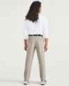 Back view of model wearing Cloud Signature Iron Free Khakis, Straight Fit with Stain Defender®.