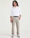 Front view of model wearing Cloud Signature Iron Free Khakis, Straight Fit with Stain Defender®.