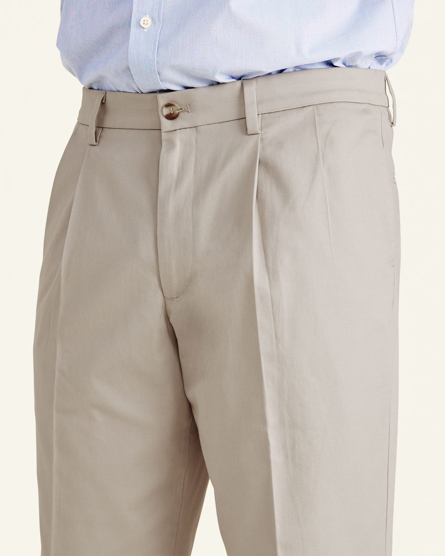 View of model wearing Cloud Signature Khakis, Pleated, Classic Fit (Big and Tall).