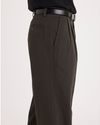 Side view of model wearing Coffee Bean Easy Khakis, Pleated, Classic Fit.