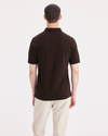 Back view of model wearing Coffee Bean Rib Collar Polo, Slim Fit.