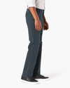 Side view of model wearing Cool Slate Ultimate Chinos, Straight Fit.
