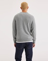 Back view of model wearing Coyote Intarsia Crewneck Sweater, Regular Fit.