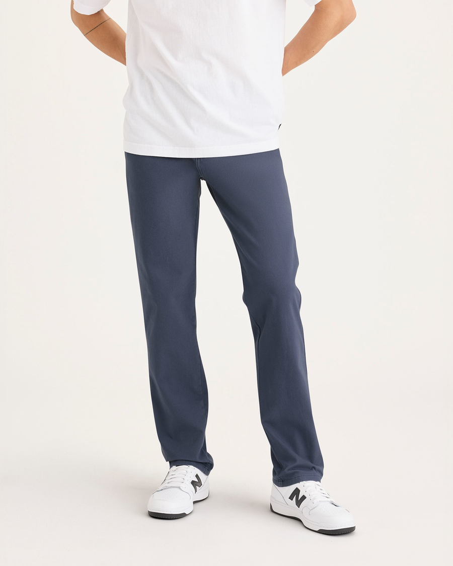 Front view of model wearing Crown Blue Ultimate Chinos, Slim Fit.