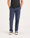 Front view of model wearing Crown Blue Ultimate Chinos, Straight Fit.