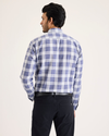 Back view of model wearing Crown Blue Ultimate Shirt, Regular Fit.