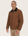 View of model wearing Cub Laydown Collar Worker Jacket.